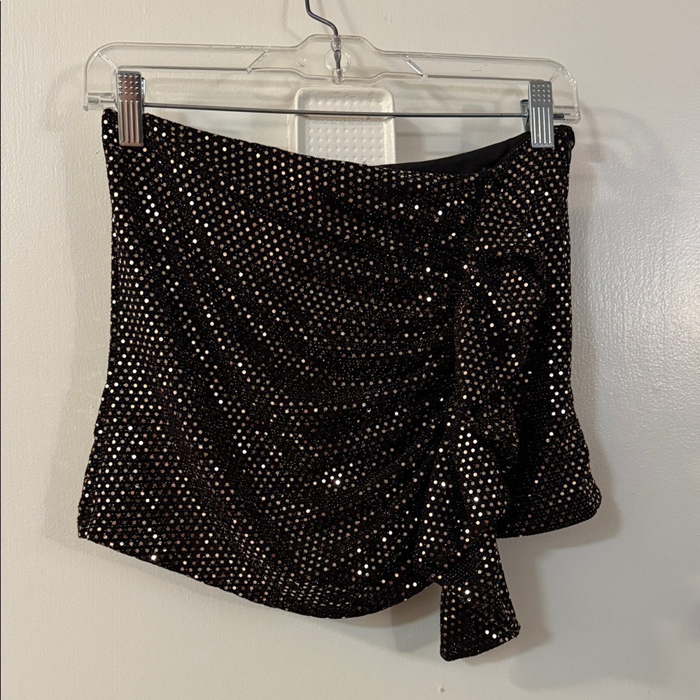 Zara Black and Silver Sequin Mini Skirt
